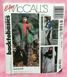 6108 MCCALLS 1992 STRETCH STIRRUP PANTS, PANTS PATTERN 8-12 UNCUT